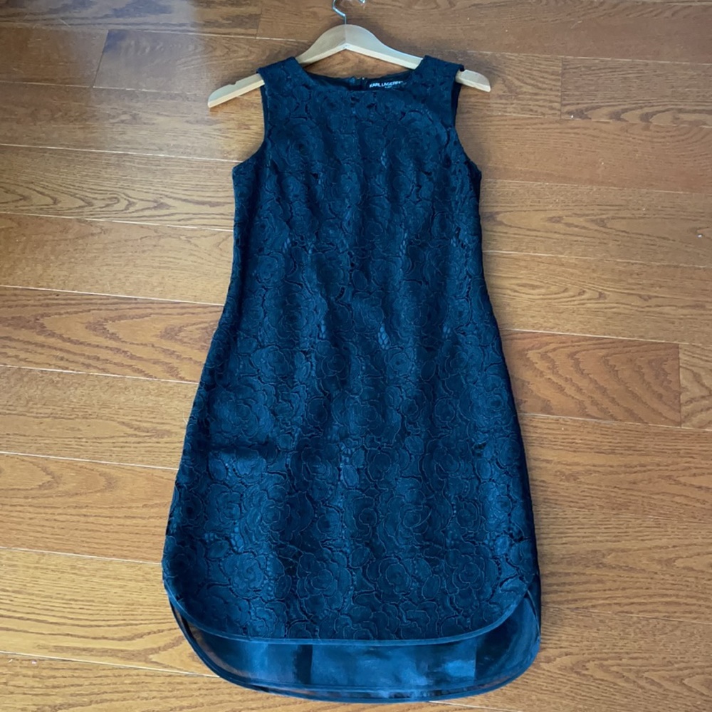 Black lace sheath dress